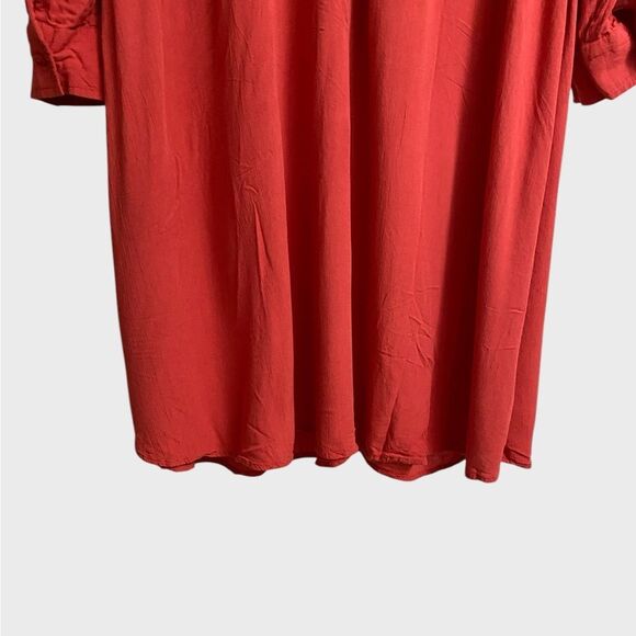 Old Navy Button Front Midi Shirt Dress Size L Crepe Seamed Waist Long Sleeves - Picture 13 of 15